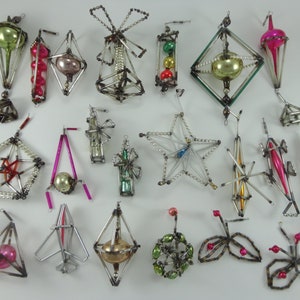 Vintage Christmas Decorations Made of Glass Beads. Rare Collectible. Rocket. Plane. Mill. Star. Balloon