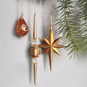 Vintage Christmas Ornament Gold Star Icicle Drop Christmas Tree Decor Xmas Tree Decorations