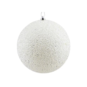 White Glitter Ornament 120MM | Sequin Christmas Ball | Shatterproof Holiday Tree Decoration | Elegant Blue Christmas Decor-XY881627