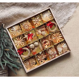 Vintage Straw Christmas Ornaments: Scandinavian Nordic Decor